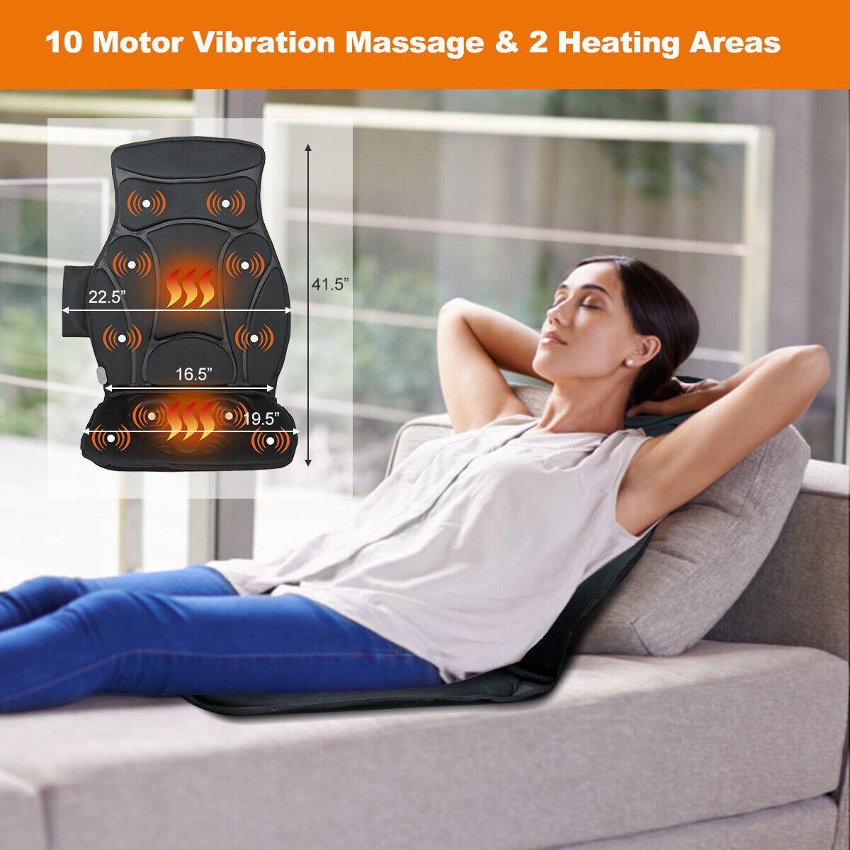 Foldable Full Body Massage Mat with 10 Vibration Motors, Black Back Massager   at Gallery Canada