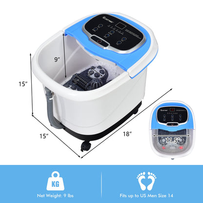 Portable All-In-One Heated Foot Bubble Spa Bath Motorized Massager, Blue Foot Massager   at Gallery Canada