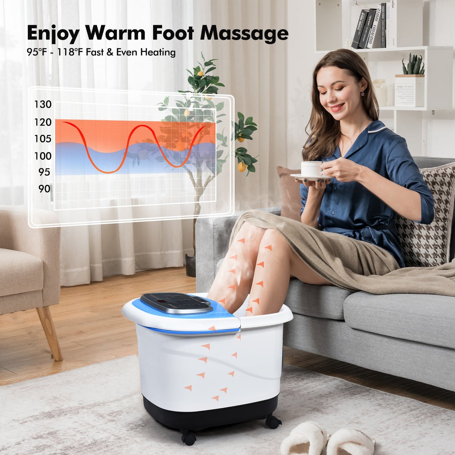 Portable All-In-One Heated Foot Bubble Spa Bath Motorized Massager, Blue Foot Massager   at Gallery Canada