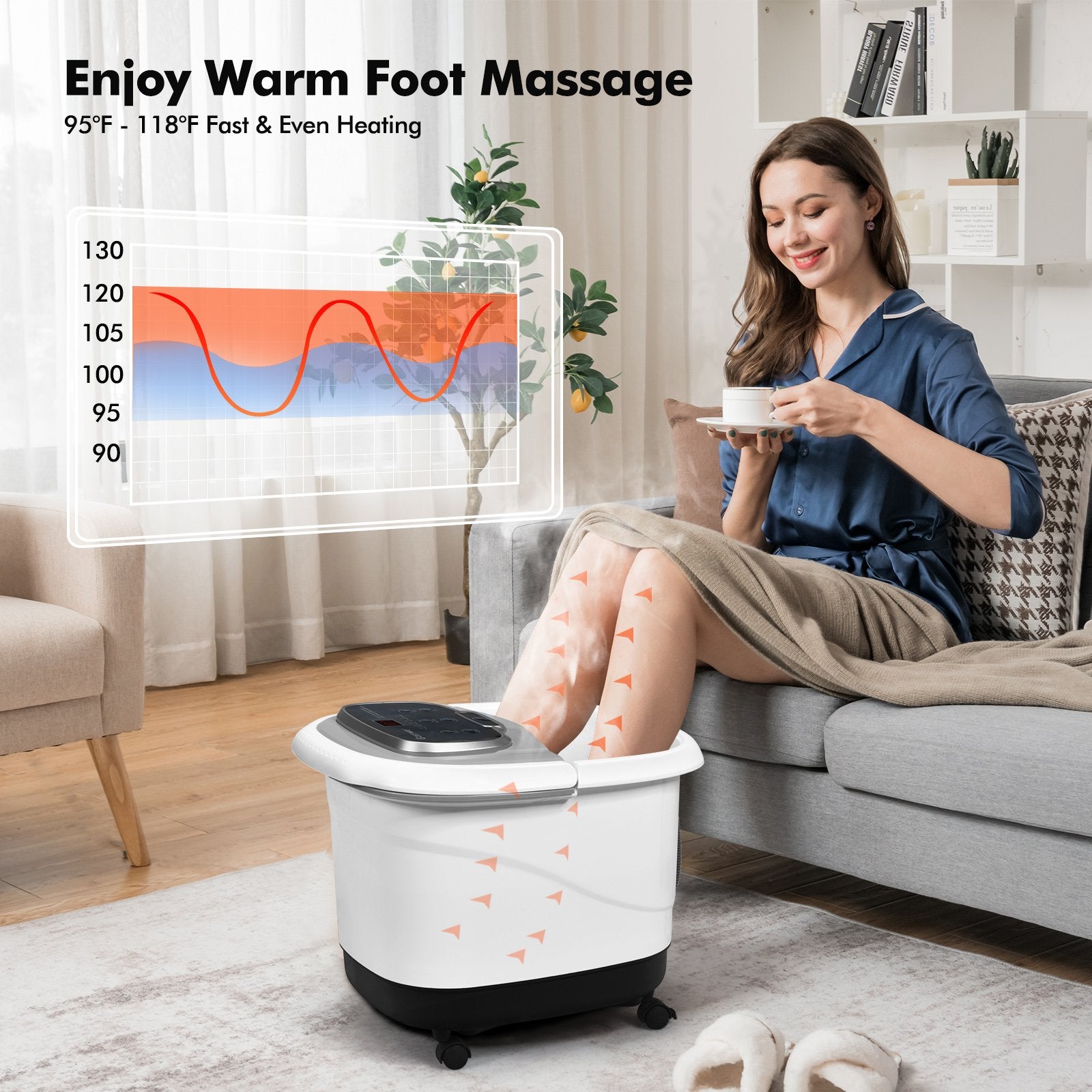 Portable All-In-One Heated Foot Bubble Spa Bath Motorized Massager, Gray - Gallery Canada
