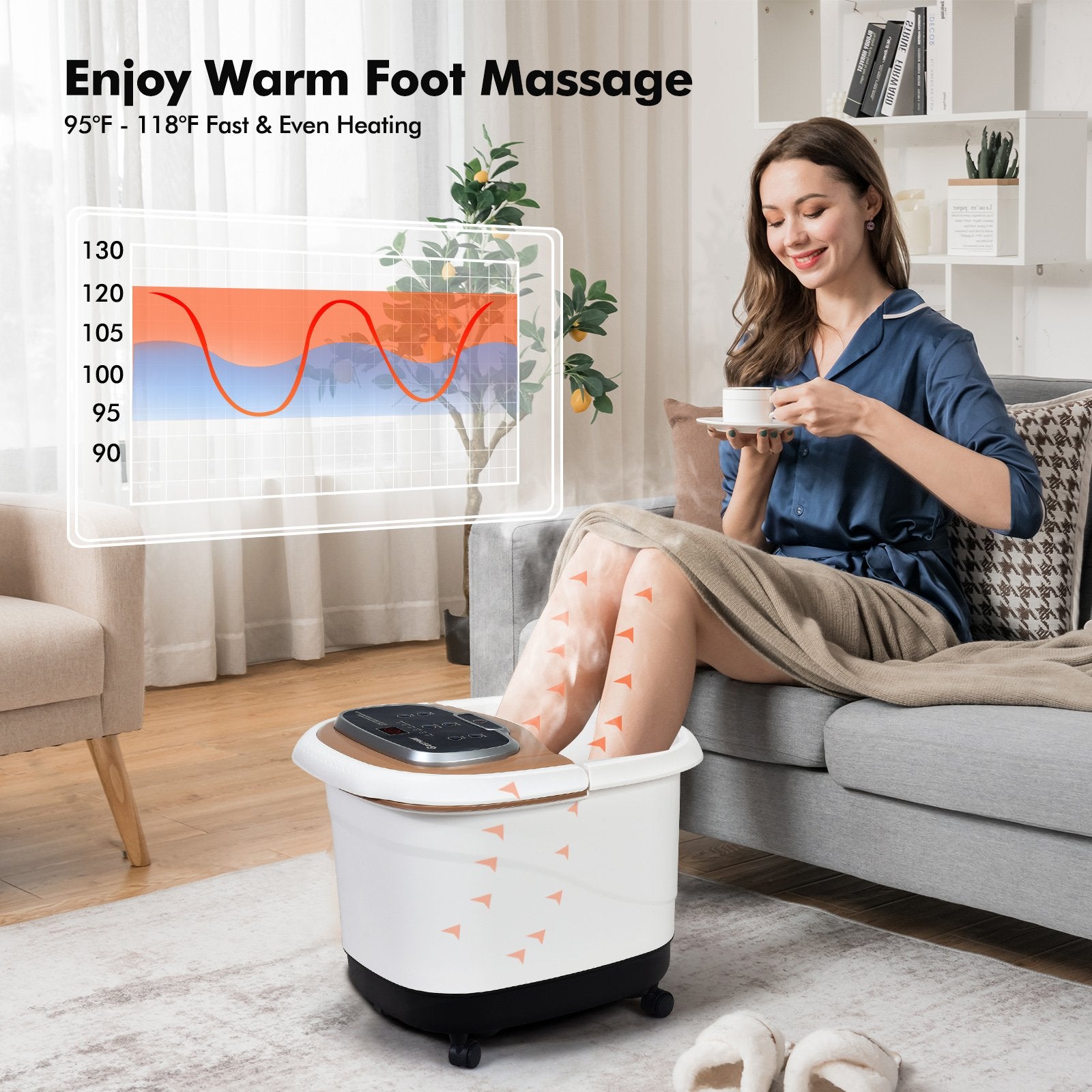 Portable All-In-One Heated Foot Bubble Spa Bath Motorized Massager, Brown Foot Massager   at Gallery Canada