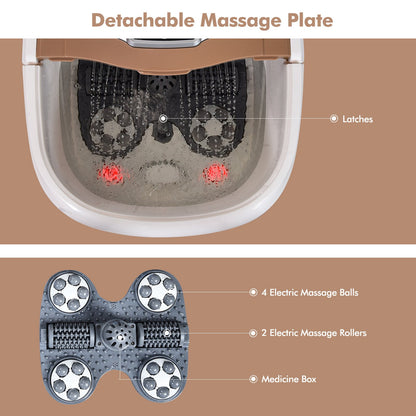 Portable All-In-One Heated Foot Bubble Spa Bath Motorized Massager, Brown Foot Massager   at Gallery Canada