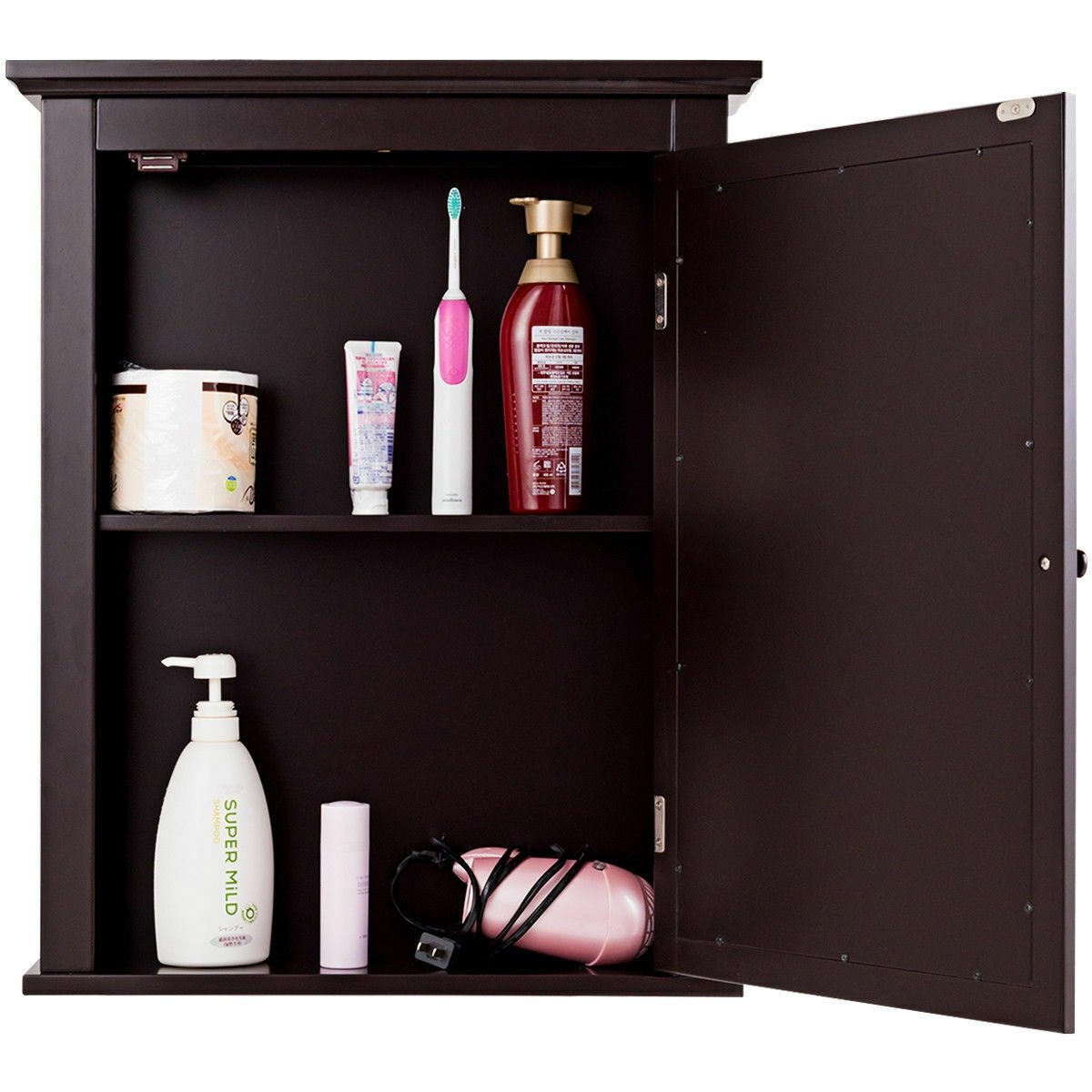 Bathroom Wall Mounted Storage Mirror Medicine Cabinet, Brown Wall Cabinets   at Gallery Canada