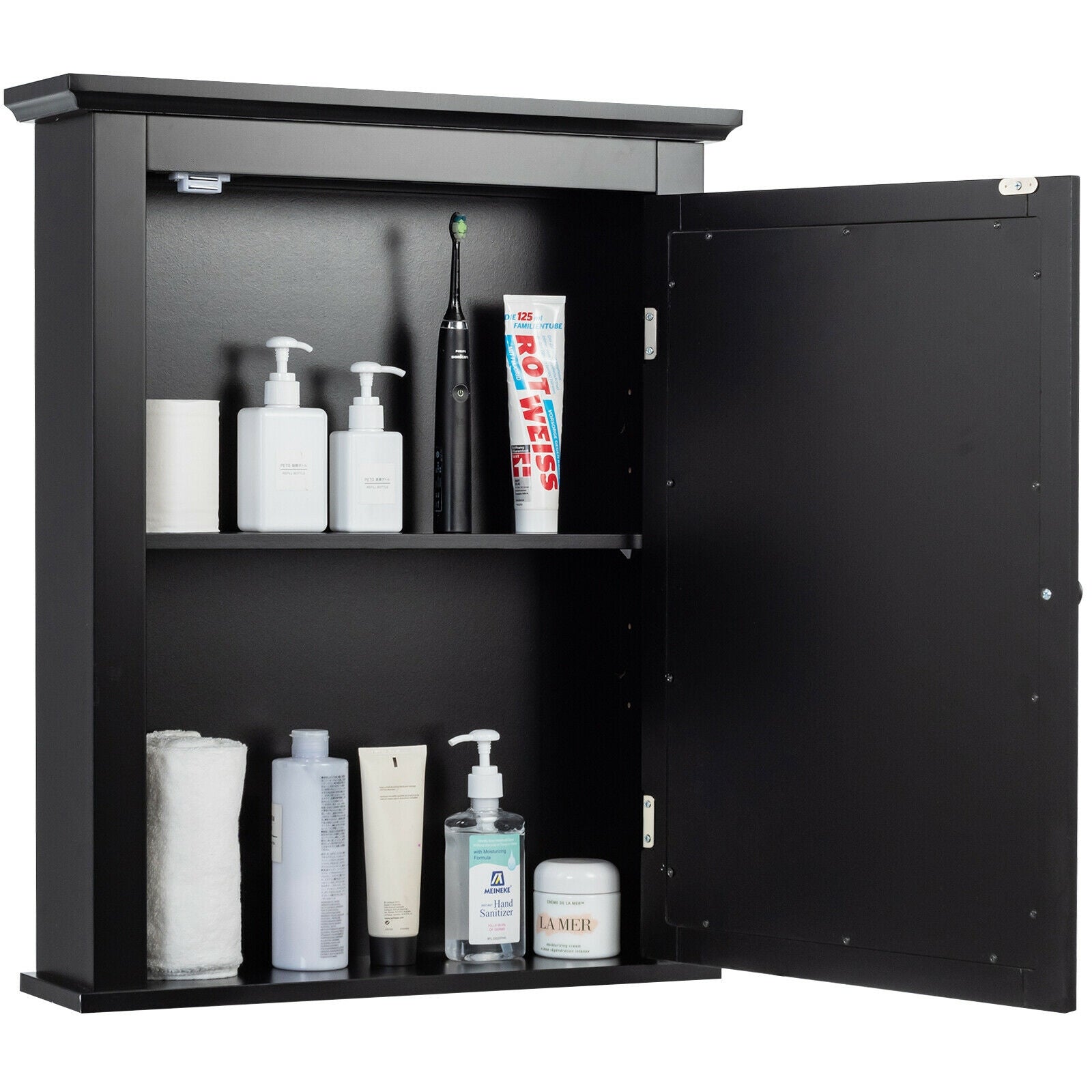 Wall Mounted Bathroom Mirror Cabinet with 5-level Height-adjustable Shelf, Black Wall Cabinets at Gallery Canada