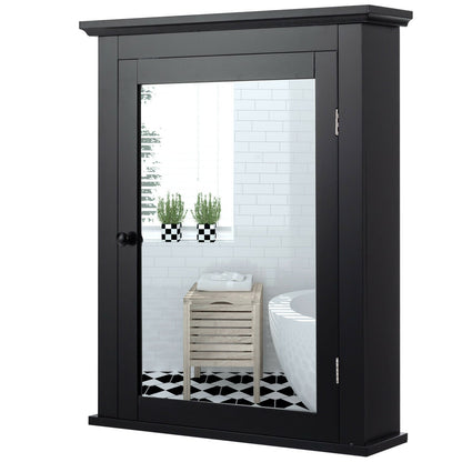 Wall Mounted Bathroom Mirror Cabinet with 5-level Height-adjustable Shelf, Black Wall Cabinets   at Gallery Canada