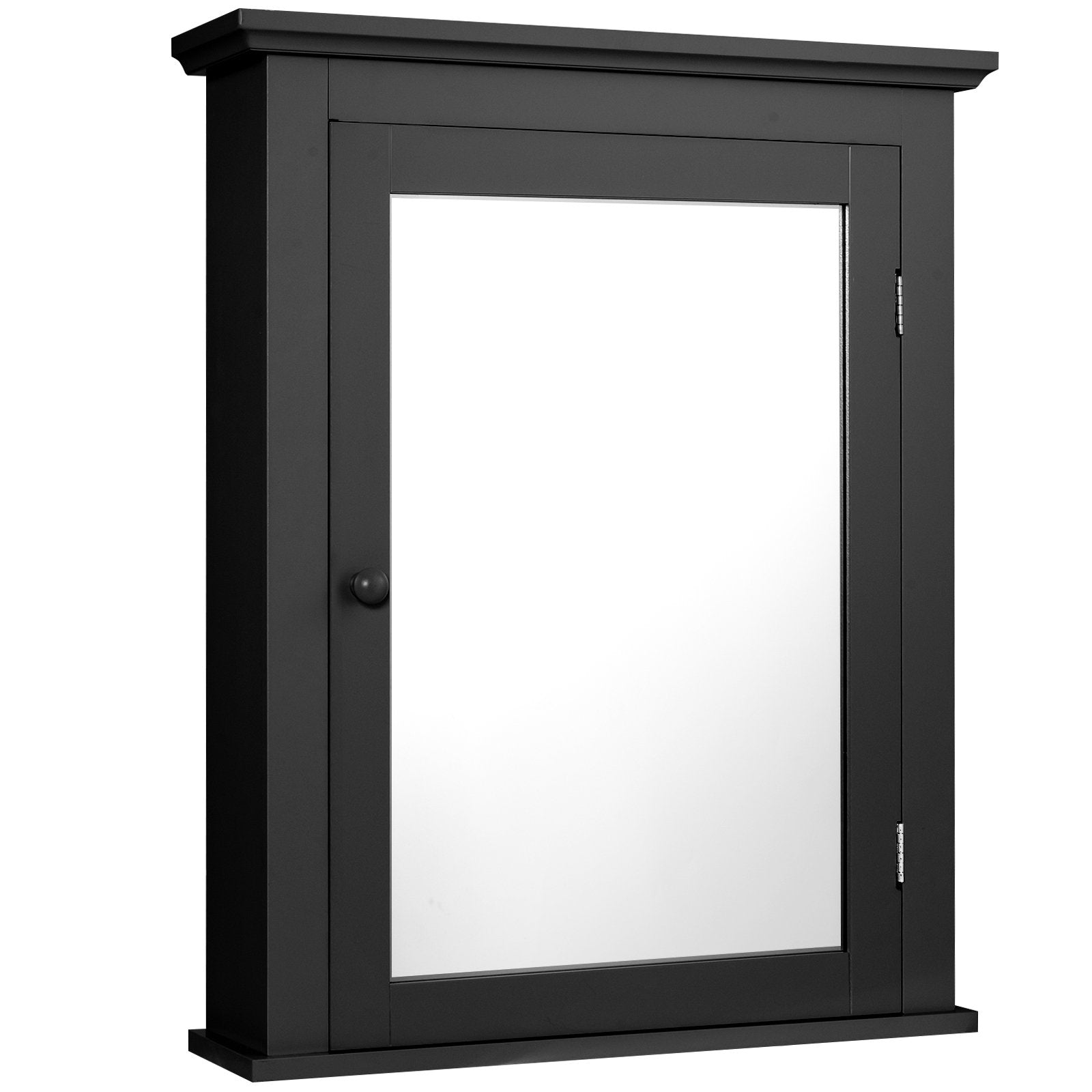 Wall Mounted Bathroom Mirror Cabinet with 5-level Height-adjustable Shelf, Black Wall Cabinets   at Gallery Canada