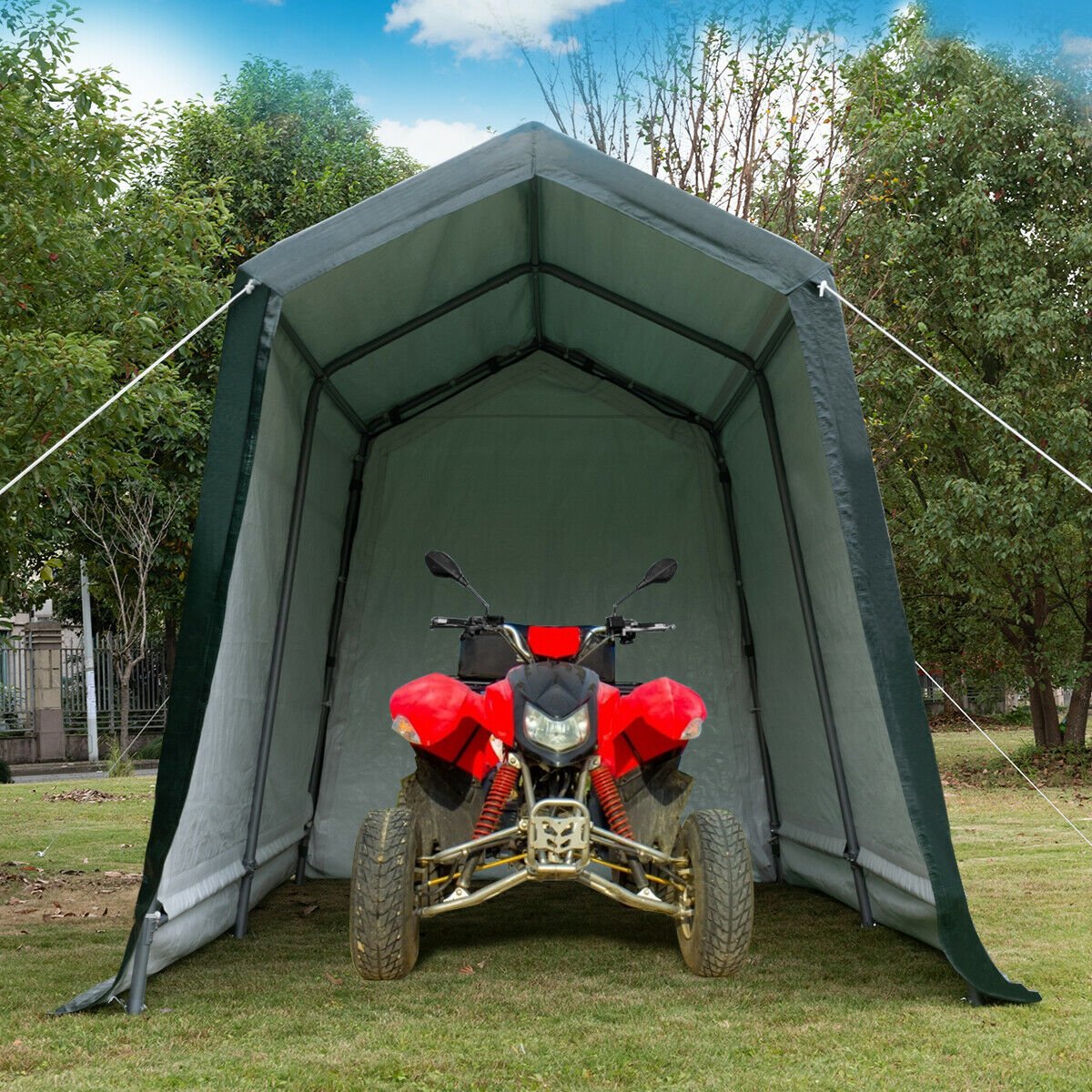 Outdoor Carport Shed with Sidewalls and Waterproof Ripstop Cover-7 x 12 ft Carports   at Gallery Canada