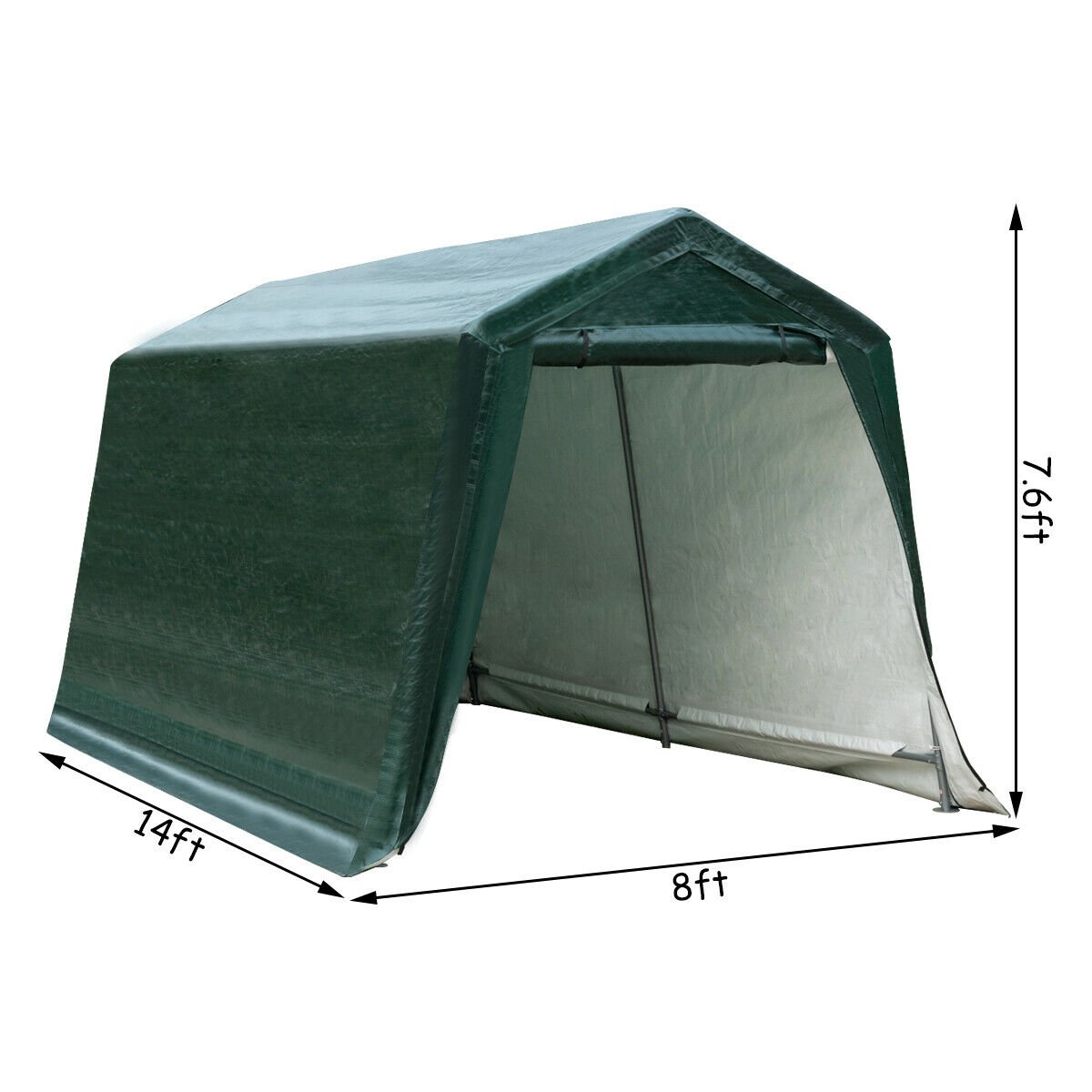 Outdoor Carport Shed with Sidewalls and Waterproof Ripstop Cover-8 x 14 ft, Green Carports   at Gallery Canada