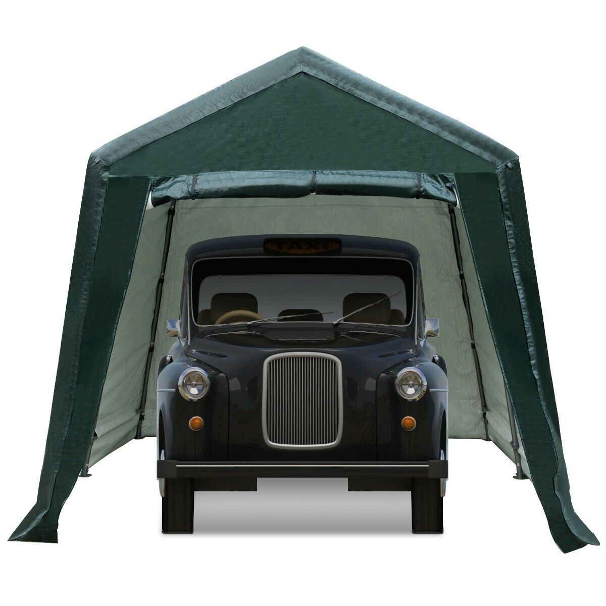 Outdoor Carport Shed with Sidewalls and Waterproof Ripstop Cover-8 x 14 ft, Green Carports   at Gallery Canada