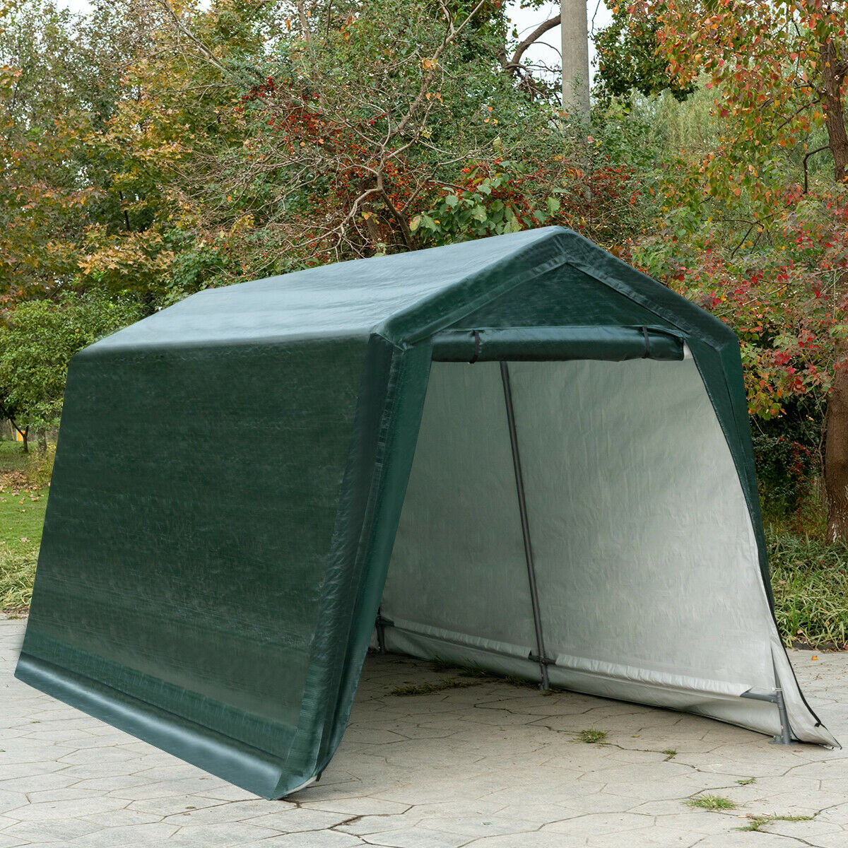 Outdoor Carport Shed with Sidewalls and Waterproof Ripstop Cover-8 x 14 ft, Green Carports   at Gallery Canada