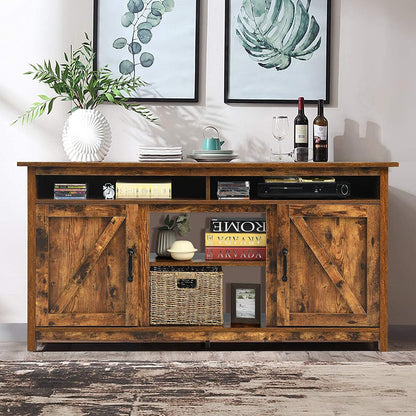 60”Industrial TV Stand Entertainment Center with Shelve and Cabinet, Brown Entertainment Centers & TV Stands   at Gallery Canada