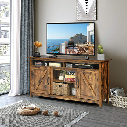 60”Industrial TV Stand Entertainment Center with Shelve and Cabinet, Brown Entertainment Centers & TV Stands   at Gallery Canada