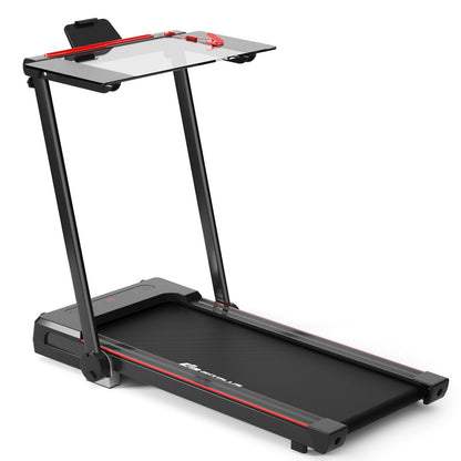 3-in-1 Folding Treadmill with Large Desk and LCD Display, Black Treadmills   at Gallery Canada