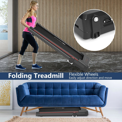 3-in-1 Folding Treadmill with Large Desk and LCD Display, Black Treadmills   at Gallery Canada