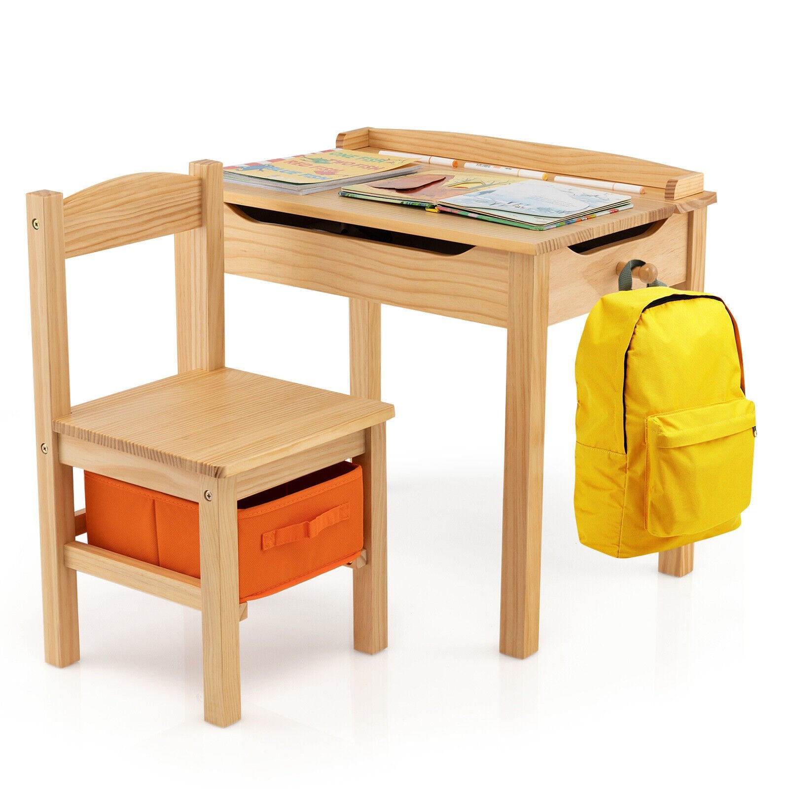 Wood Activity Kids Table and Chair Set with Storage Space, Natural Kids Table & Chair Sets   at Gallery Canada