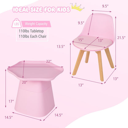 Wooden Kids Activity Table and Chairs Set with Padded Seat, Pink - Gallery Canada