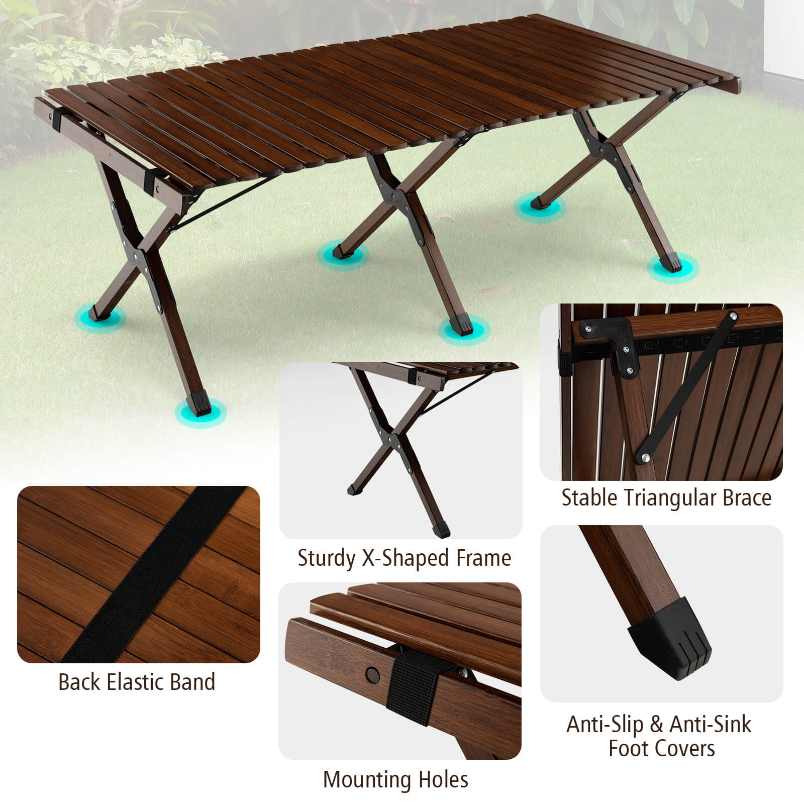 Portable Picnic Table with Carry Bag for Camping and BBQ, Brown Picnic Tables   at Gallery Canada