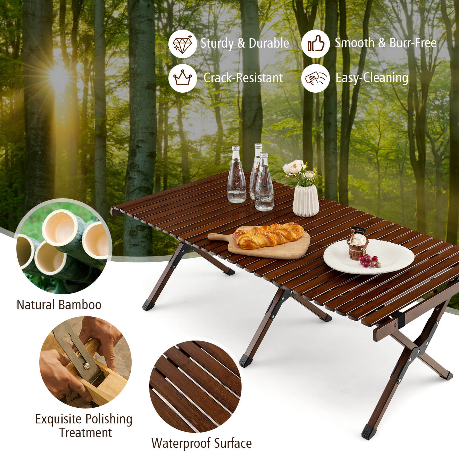 Portable Picnic Table with Carry Bag for Camping and BBQ, Brown Picnic Tables   at Gallery Canada