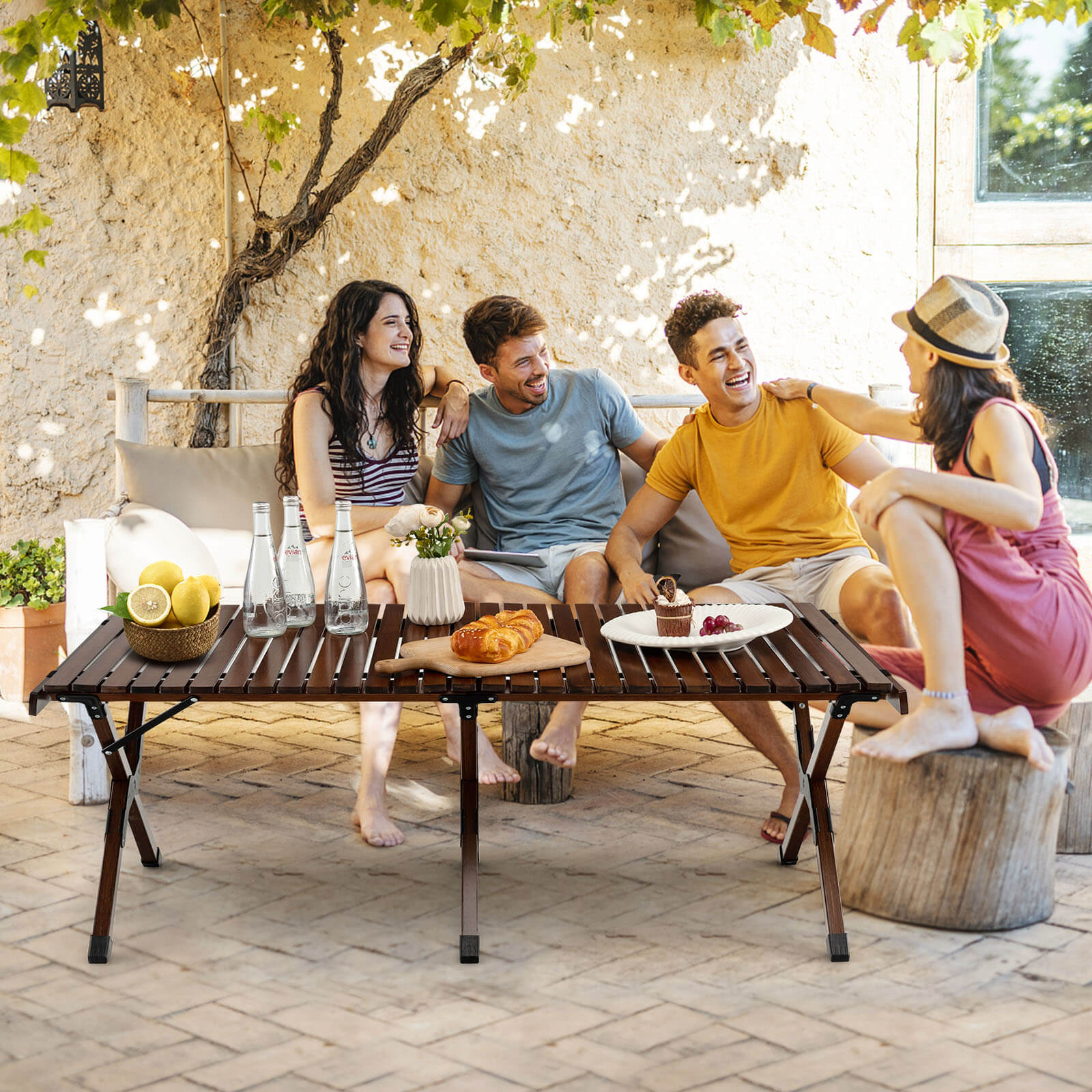 Portable Picnic Table with Carry Bag for Camping and BBQ, Brown Picnic Tables   at Gallery Canada