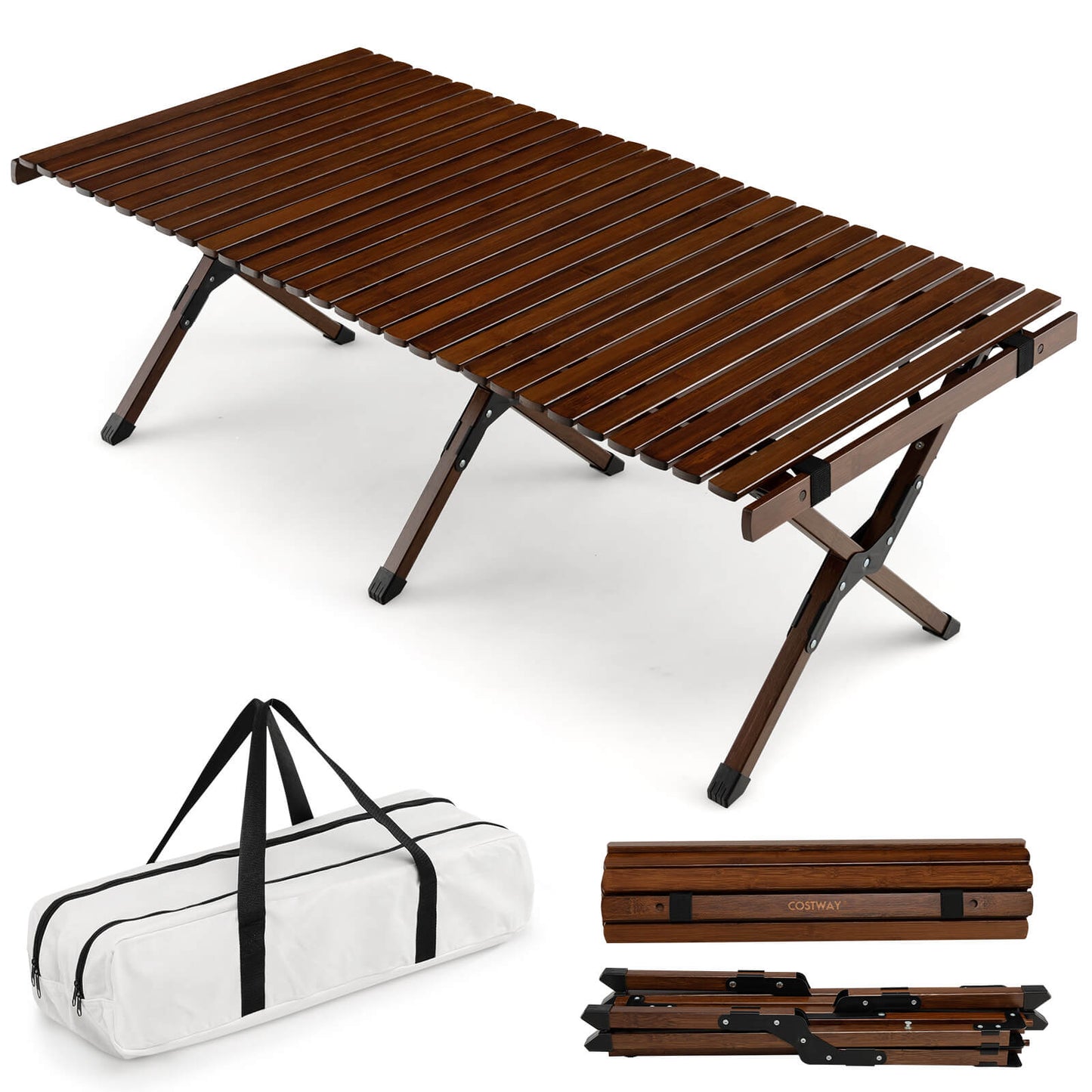 Portable Picnic Table with Carry Bag for Camping and BBQ, Brown Picnic Tables   at Gallery Canada