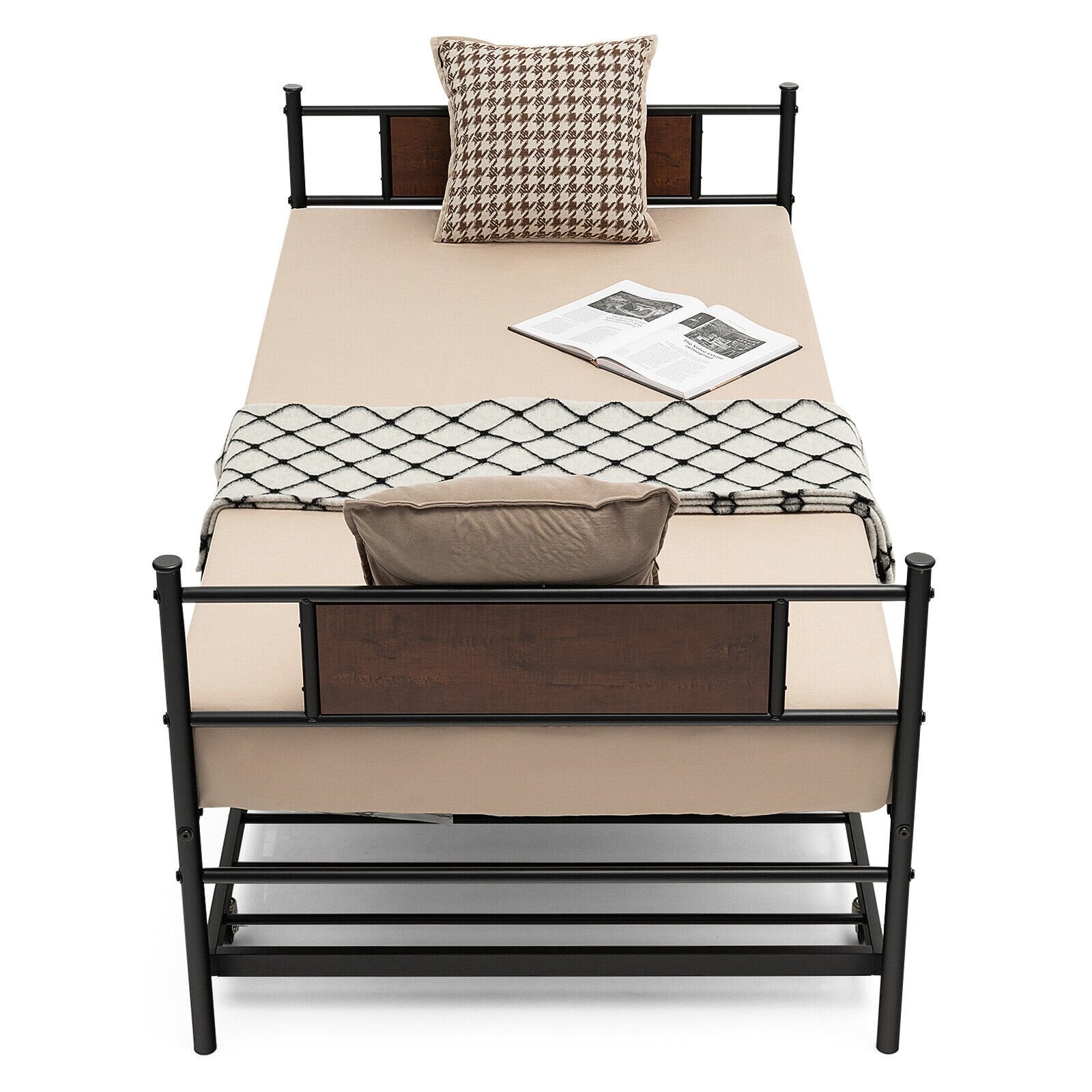 Twin Size 2-In-1 Daybed Frame with Pullout Trundle, Black Trundle Bed Frame   at Gallery Canada