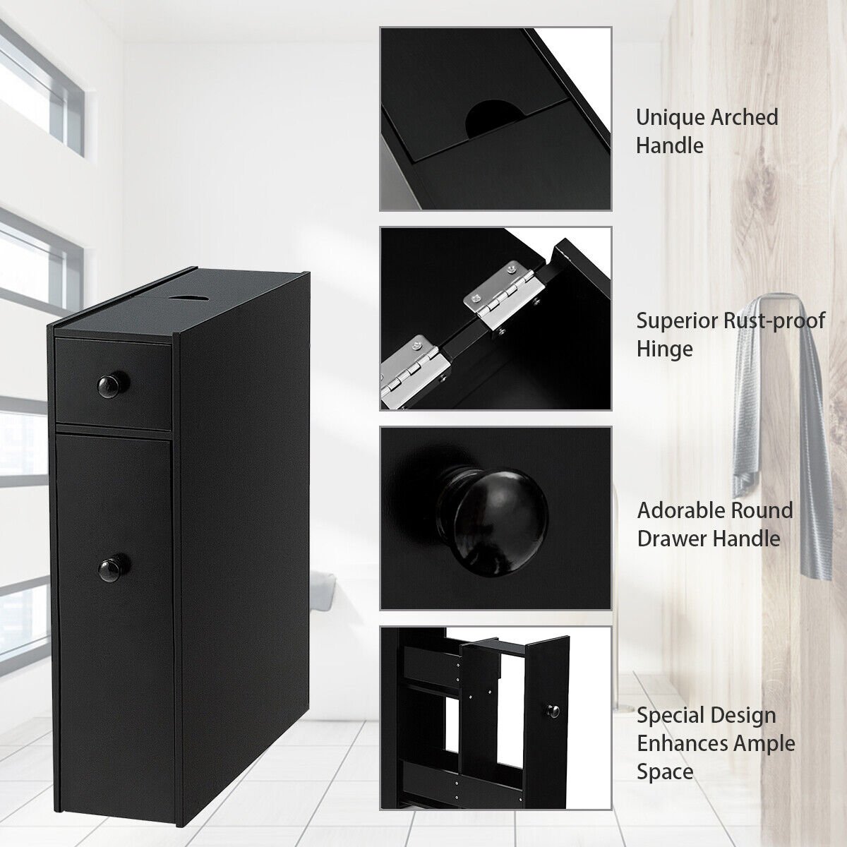 Black Bathroom Cabinet Space Saver Storage Organizer, Black Floor Cabinets   at Gallery Canada
