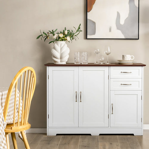 Buffet Storage Cabinet  Kitchen Sideboard with 2 Drawers, White