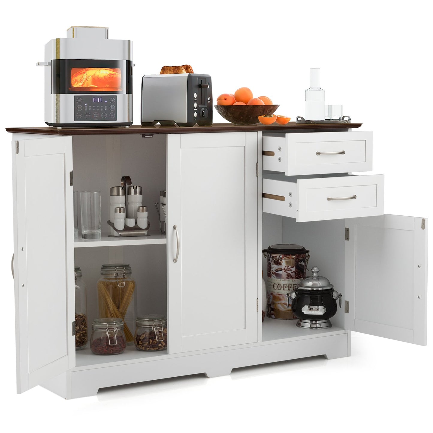 Buffet Storage Cabinet  Kitchen Sideboard with 2 Drawers, White Sideboards Cabinets & Buffets   at Gallery Canada