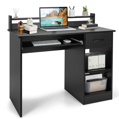 Study Laptop Table with Drawer and Keyboard Tray, Black - Gallery Canada