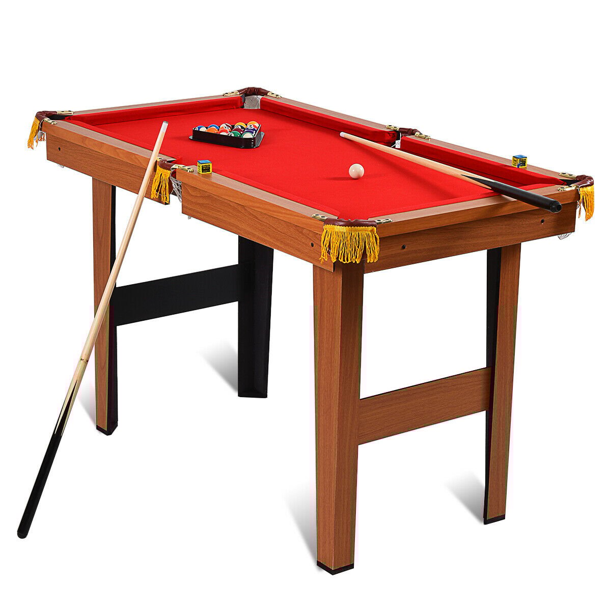 48 Inch Mini Table Top Pool Table Game Billiard Set, Red Game Room Red at Gallery Canada