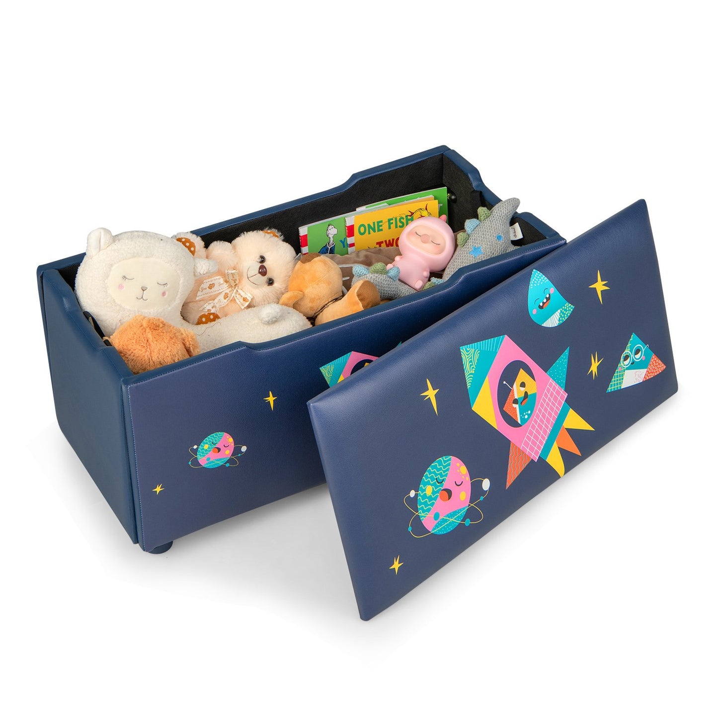 Kids Wooden Upholstered Toy Storage Box with Removable Lid, Navy Kids Storage   at Gallery Canada