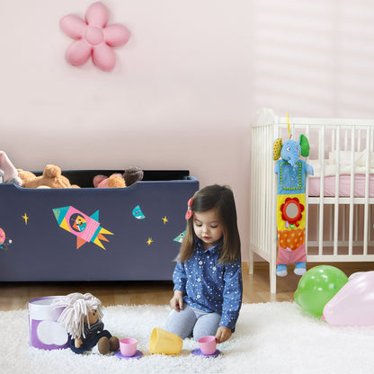 Kids Wooden Upholstered Toy Storage Box with Removable Lid, Navy - Gallery Canada