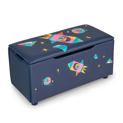 Kids Wooden Upholstered Toy Storage Box with Removable Lid, Navy - Gallery Canada