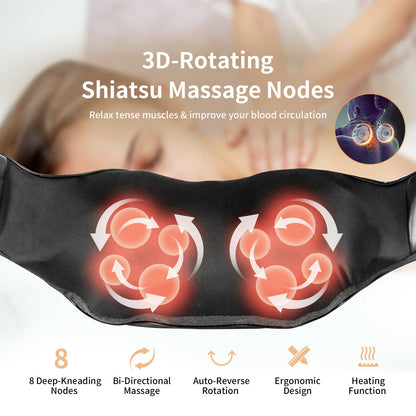 Shiatsu Neck Massager with Heat and Deep Tissue 3D-Kneading, Black Back Massager   at Gallery Canada