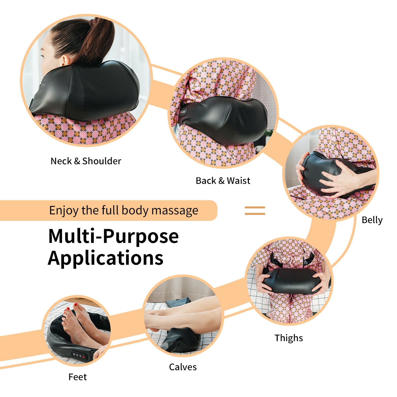 Shiatsu Neck Massager with Heat and Deep Tissue 3D-Kneading, Black Back Massager   at Gallery Canada