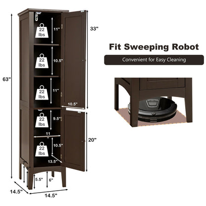 Freestanding Bathroom Storage Cabinet for Kitchen and Living Room, Brown Floor Cabinets   at Gallery Canada