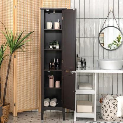 Freestanding Bathroom Storage Cabinet for Kitchen and Living Room, Brown Floor Cabinets   at Gallery Canada