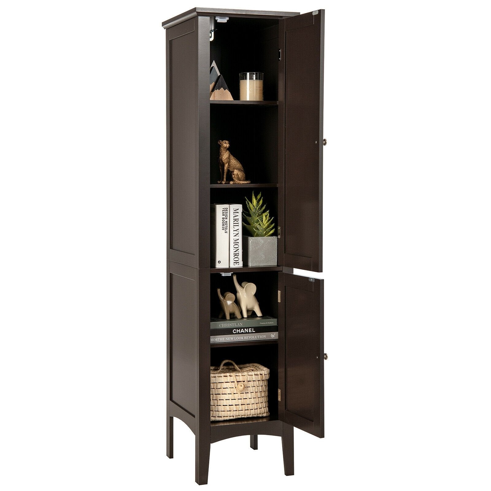 Freestanding Bathroom Storage Cabinet for Kitchen and Living Room, Brown Floor Cabinets   at Gallery Canada