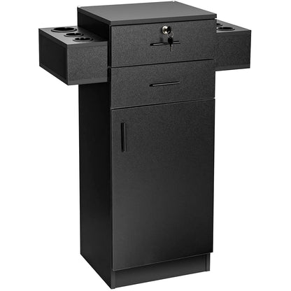 Salon Station Storage Cabinet with 6 Hair Dryer Holders for Hair Stylist, Black Spa & Salon   at Gallery Canada