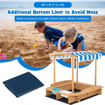 Kids Wooden Sandbox with Striped Canopy, Brown Sandboxes   at Gallery Canada