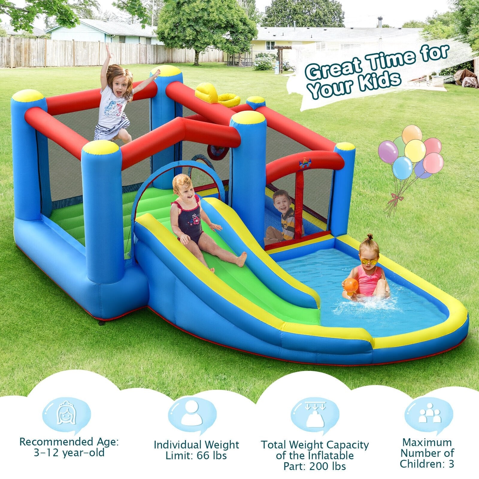 Inflatable Kids Water Slide Outdoor Indoor Slide Bounce Castle without Blower Bounce House   at Gallery Canada