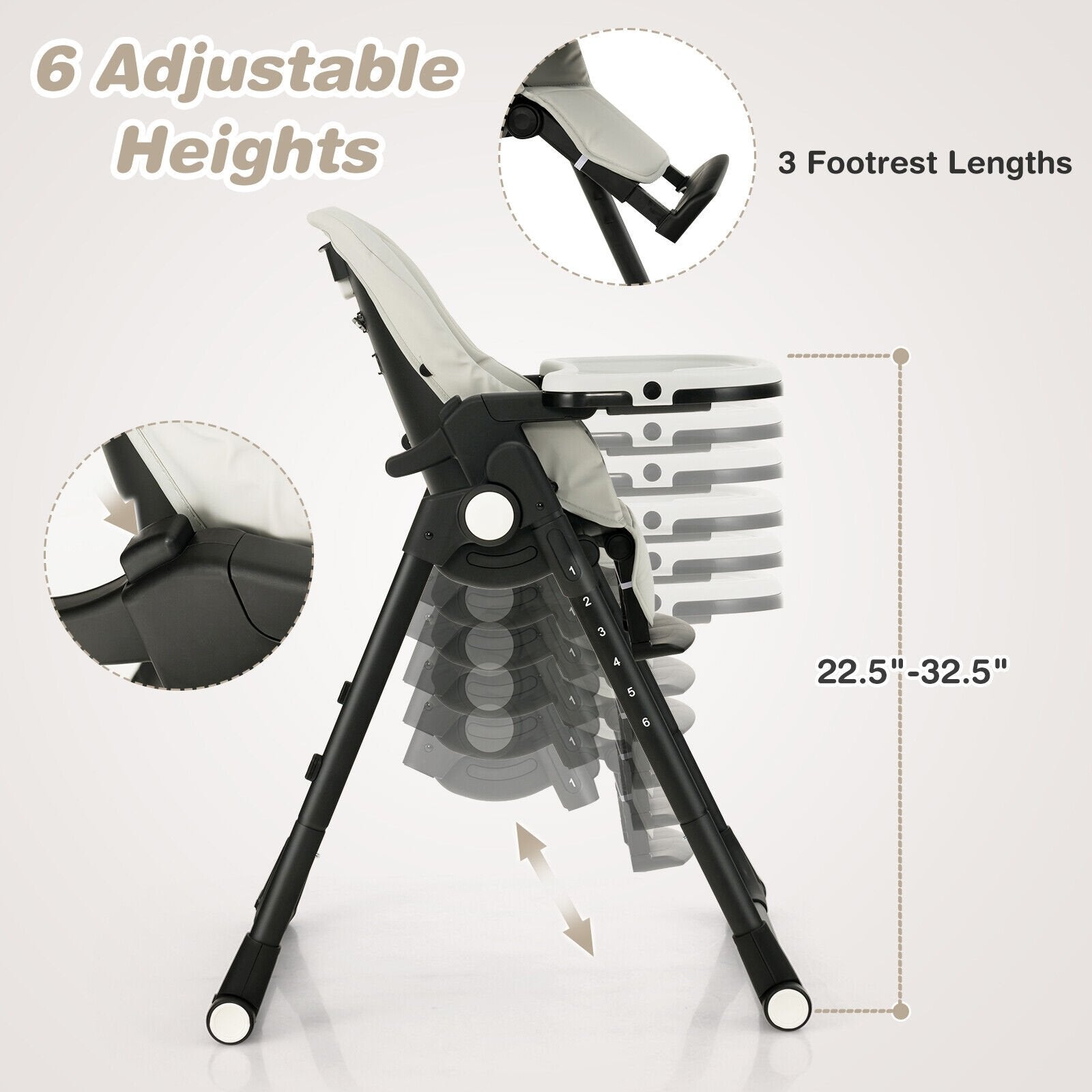 4-in-1 Baby High Chair with 6 Adjustable Heights, Gray High Chairs   at Gallery Canada