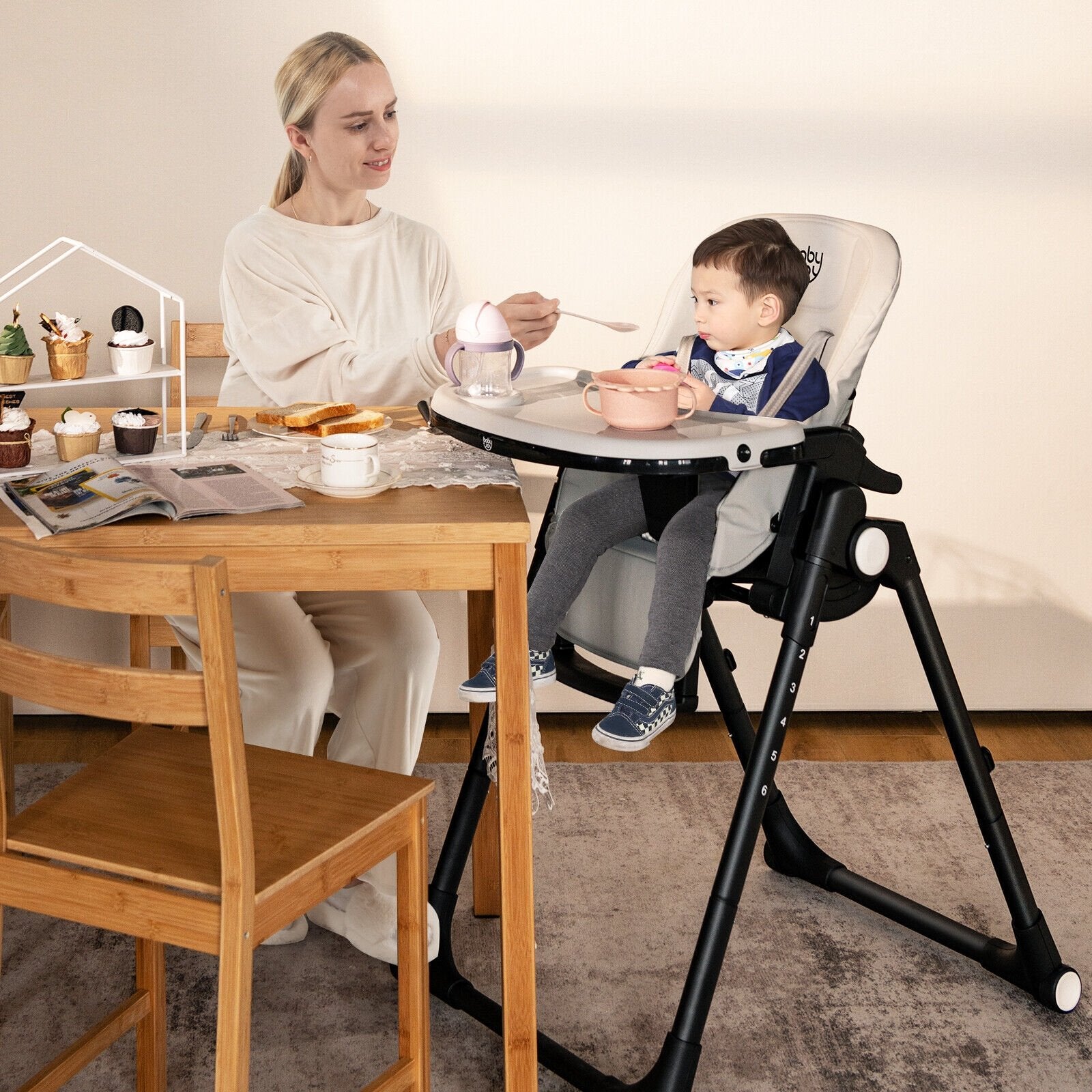 4-in-1 Baby High Chair with 6 Adjustable Heights, Gray High Chairs   at Gallery Canada