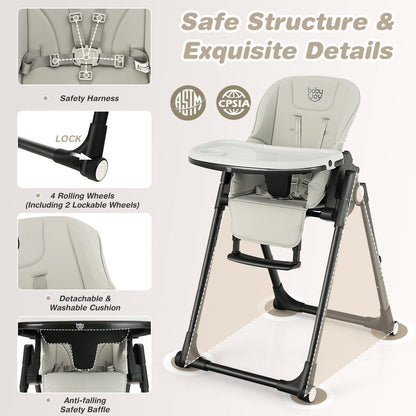 4-in-1 Baby High Chair with 6 Adjustable Heights, Gray High Chairs   at Gallery Canada