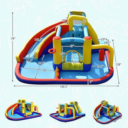 7-in-1 Inflatable Water Slide Bounce Castle with Splash Pool and Climbing Wall without Blower - Gallery Canada