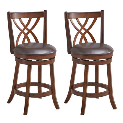 360° Swivel Counter Height Chairs with PU Leather Cushioned Seat and Footrests-26 inches, Brown Bar Stools   at Gallery Canada