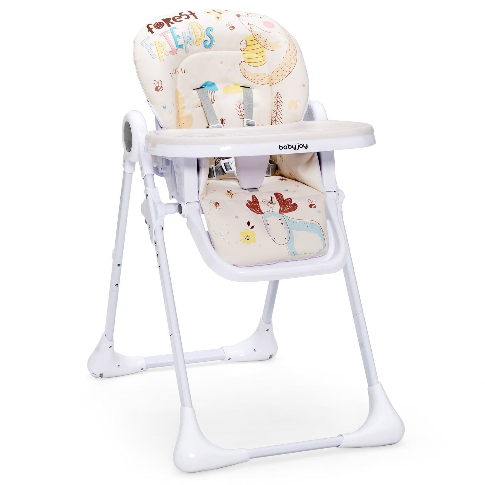 Baby High Chair Folding Feeding Chair with Multiple Recline and Height Positions, Beige High Chairs   at Gallery Canada