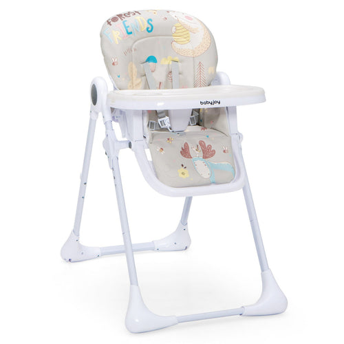 Baby High Chair Folding Feeding Chair with Multiple Recline and Height Positions, Gray