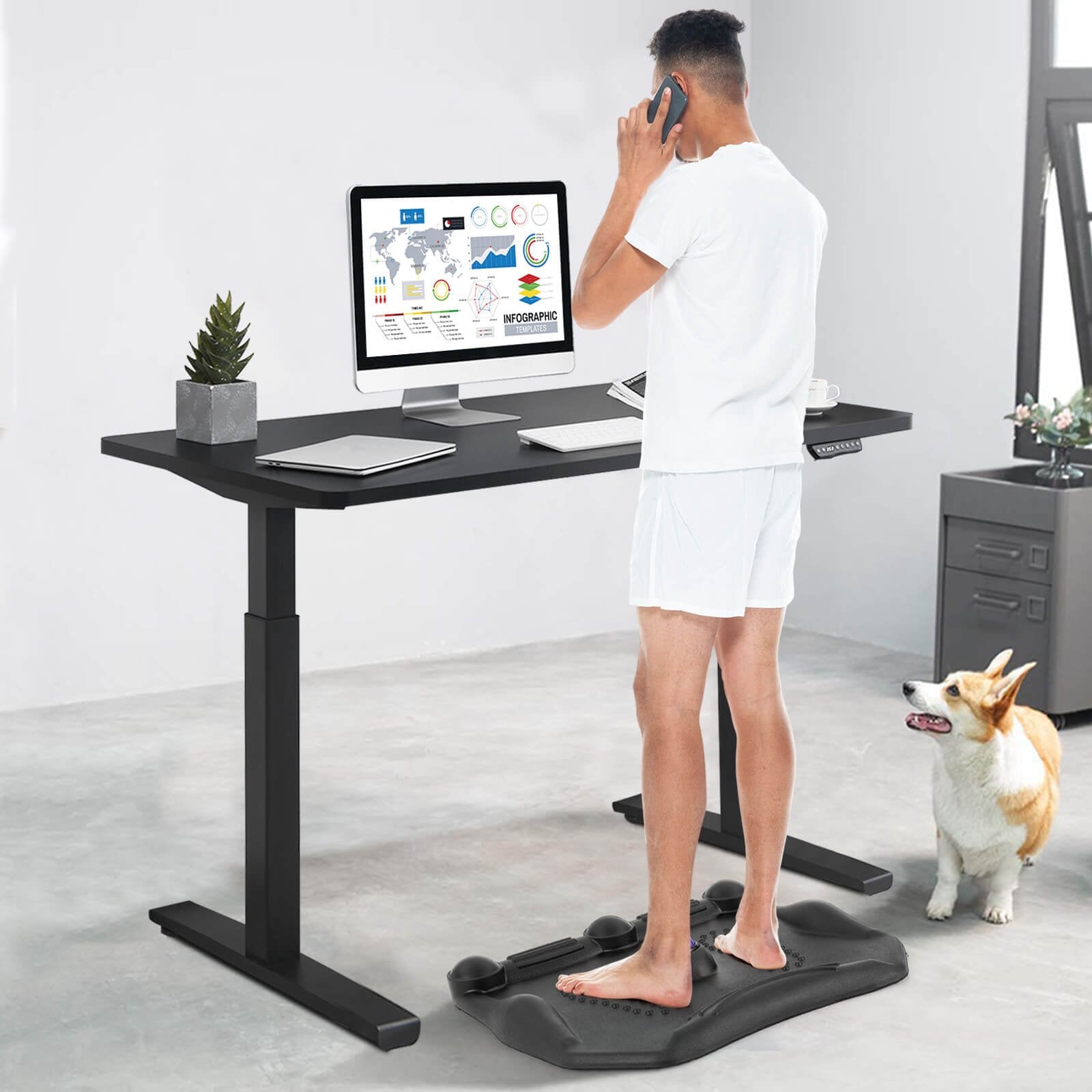 Anti-Fatigue Standing Desk Mat with Massage Roller Ball and Points, Black Sport Equipments   at Gallery Canada