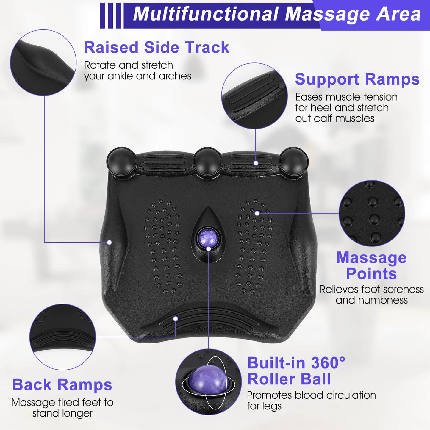 Anti-Fatigue Standing Desk Mat with Massage Roller Ball and Points, Black Sport Equipments   at Gallery Canada